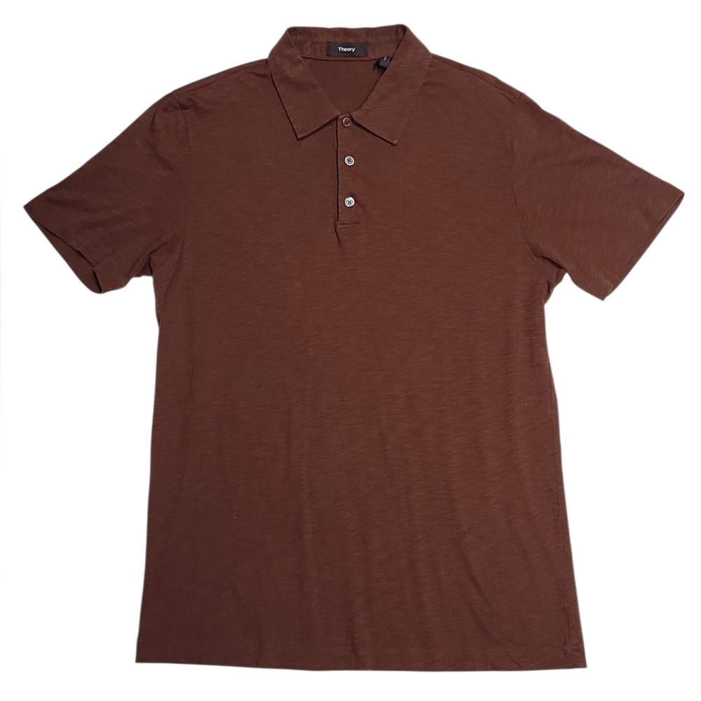 Theory Men's Brown Short Sleeve Polo Shirt Size‎ Small